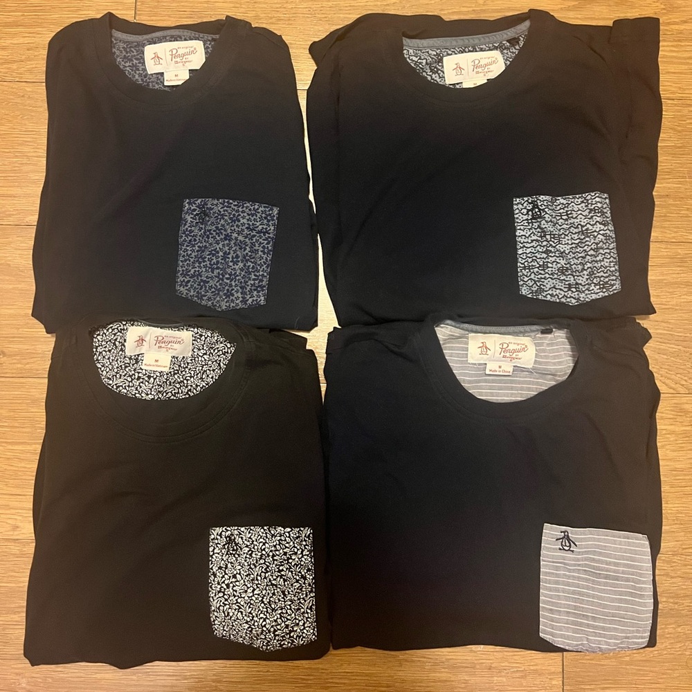 Lot x4 Medium Men’s Penguin S/S Breast Pocket Shirts